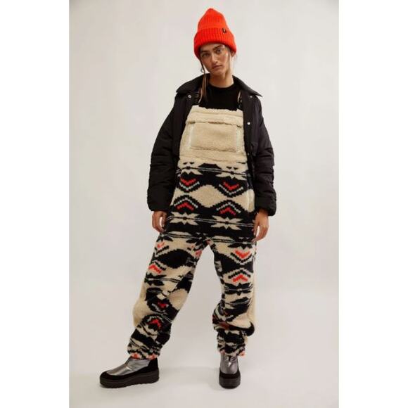 NWT FP Movement Printed Hit The Slopes Salopette Black Fairisle Combo Size Small - Picture 5 of 13